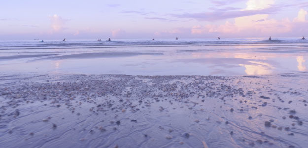 朝焼けと海の写真