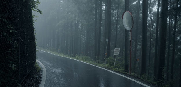 雨の道路の写真