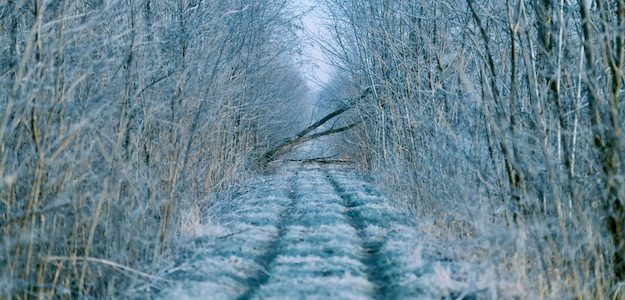 雪道の行き止まりの写真